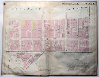 Item #H8969 1900 linen-backed 28 x 22" map: Pittsburgh Downtown, 9th to Evans St