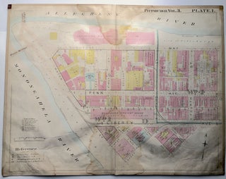 Item #H8970 1900 linen-backed 28 x 22" map: Pittsburgh Downtown & The Point
