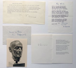 Item #H8985 Group of letters, notes, publications, inscribed by Hesse to Richard Hoffman. Hermann...