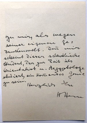 Group of letters, notes, publications, inscribed by Hesse to Richard Hoffman