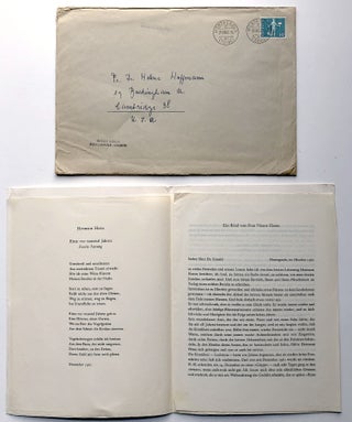 Group of letters, notes, publications, inscribed by Hesse to Richard Hoffman