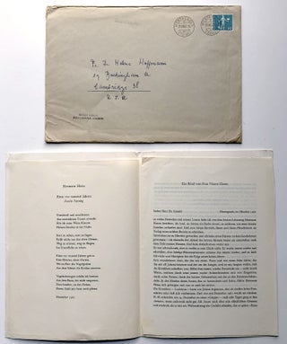Group of letters, notes, publications, inscribed by Hesse to Richard Hoffman