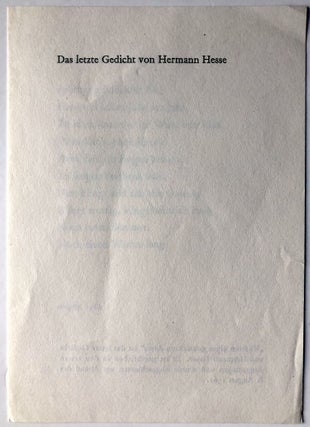 Group of letters, notes, publications, inscribed by Hesse to Richard Hoffman