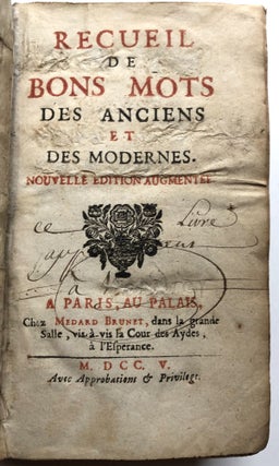 Recueil de Bons Mots des Anciens et des Modernes, nouvelle edition augmentee