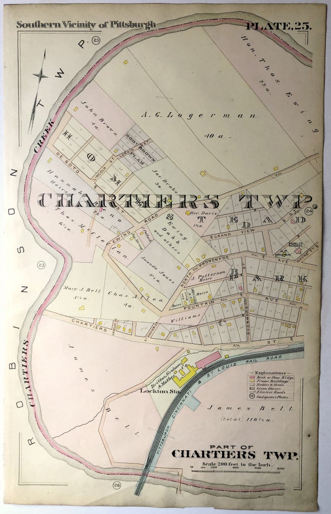 Item #H9067 1896 Pittsburgh Plat Map 14.5 x 23: Part of Chartiers