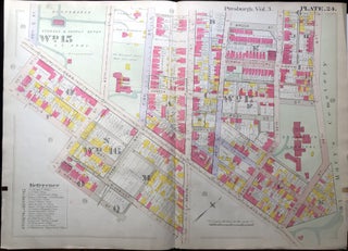 Item #H9074 1915 linen-backed 23x31 Plat Map: Lawrenceville, Penn Ave. 39-45th Sts