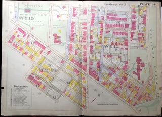 Item #H9075 1915 linen-backed 23x31 Plat Map: Lawrenceville, Butler Ave. 39-45th Sts