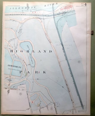 Item #H9129 1924 Pittsburgh Plat Map 23x18: Highland Park near Washington Blvd