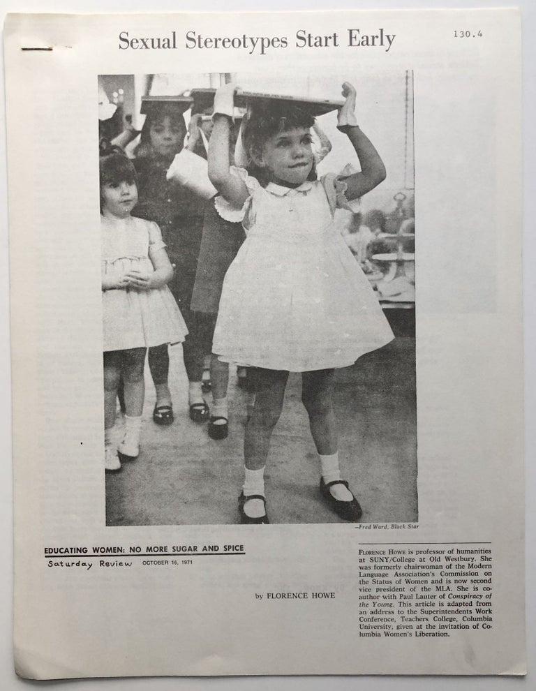 Item #H9234 Sexual Stereotypes Start Early. Feminism, Florence Howe.