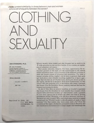 Item #H9235 Clothing and Sexuality. Feminism, Uta Stannard