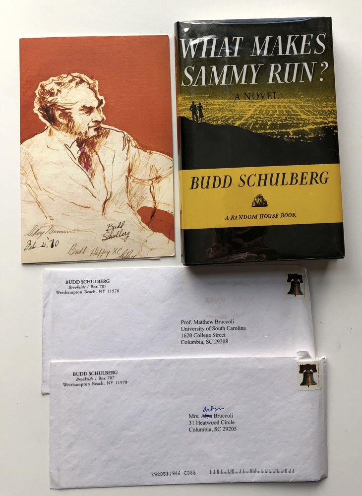 Item #H9318 What Makes Sammy Run? - Inscribed to Matt Bruccoli with letters. Budd Schulberg.