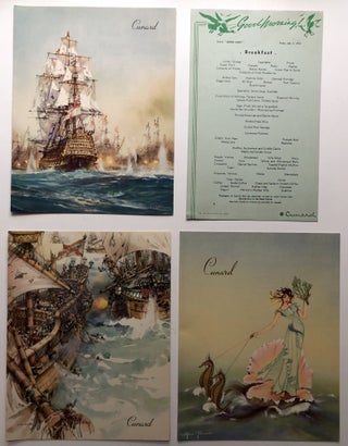 1953 memorabilia From a Transatlantic Voyage Aboard Cunard White-Star's RMS Queen Mary, Including Menus, Post Cards, Programs from Concerts, Passenger Lists, and Information About First Class Accommodations
