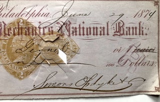 13 checks issued by Simons, Opdyke Co. (Gold and Silver) Philadelphia 1868-1879