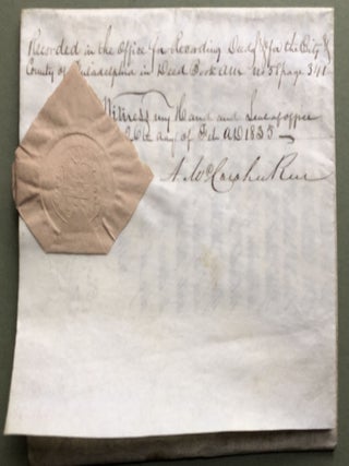 1835 land indenture Penn Twp. Philadelphia 7th St., Poplar Lane, Delaware St.