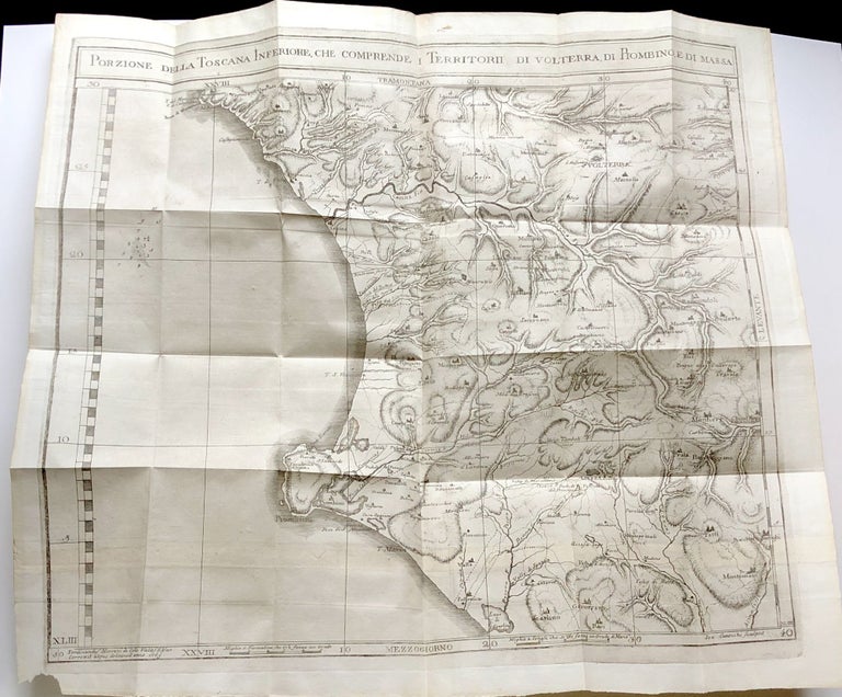 Item #H9582 1769 map of Lower (Pisan) Tuscany: Volterra to Piombino & region: Porzione della Toscana Inferiore che comprende i Territorii di Volterra, di Piombino e di Massa. Ferdinando Morozzi.