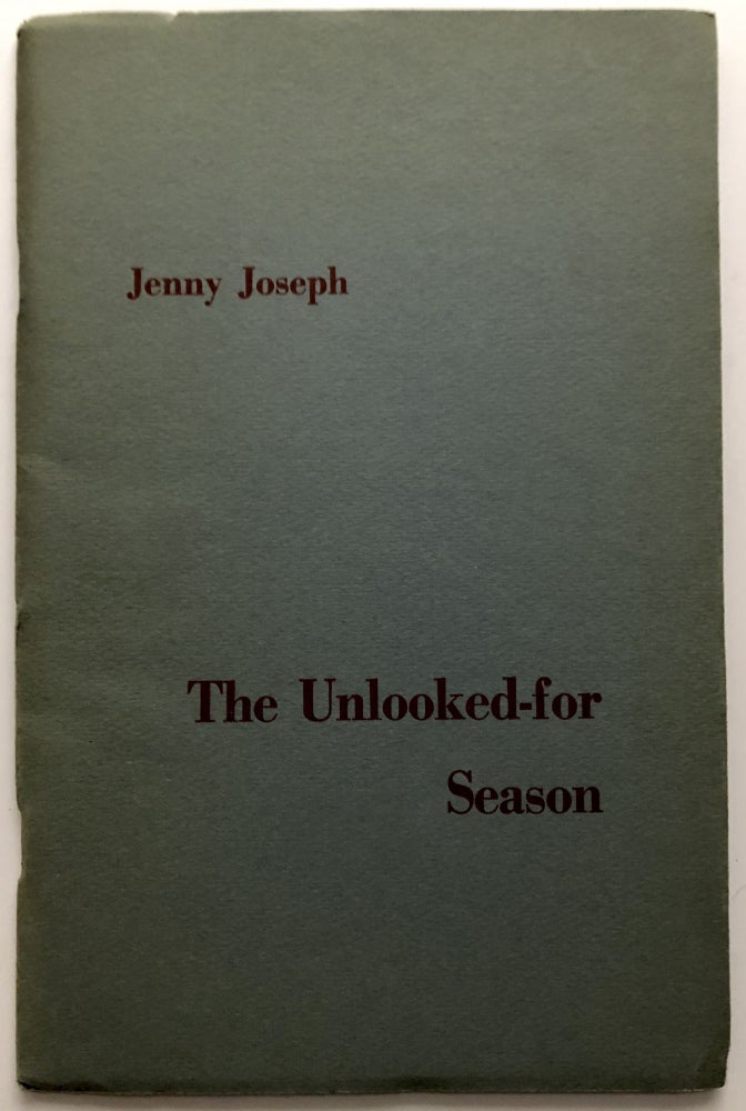 Item #H9624 The Unlooked-for Season. Jenny Joseph.