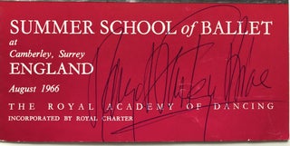 1966 Program brochure signed by Fonteyn for Summer School of Ballet, Camberley, Surrey England