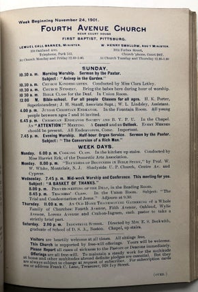 Fourth Avenue Baptist Church, Pittsburgh, Annual Reports, 1895, 1896, 1897, 1898, 1901-1902, plus weekly schedules for 1901-1902