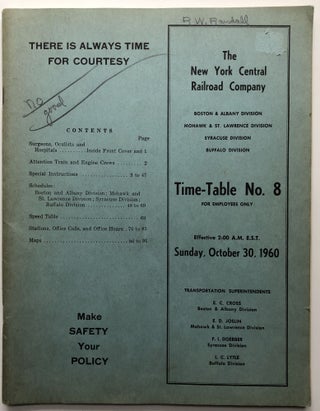 Item #H9673 Time-Table No. 8, Sunday October 30, 1960. New York Central Railway Company