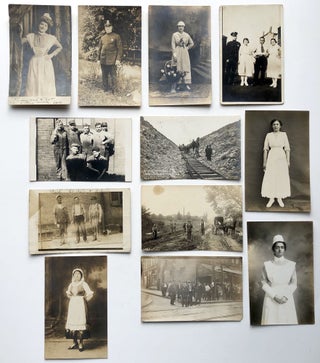 Item #H9752 12 1910s Real Photo Postcards RPPCs of nurses, maids, road workers, police,...