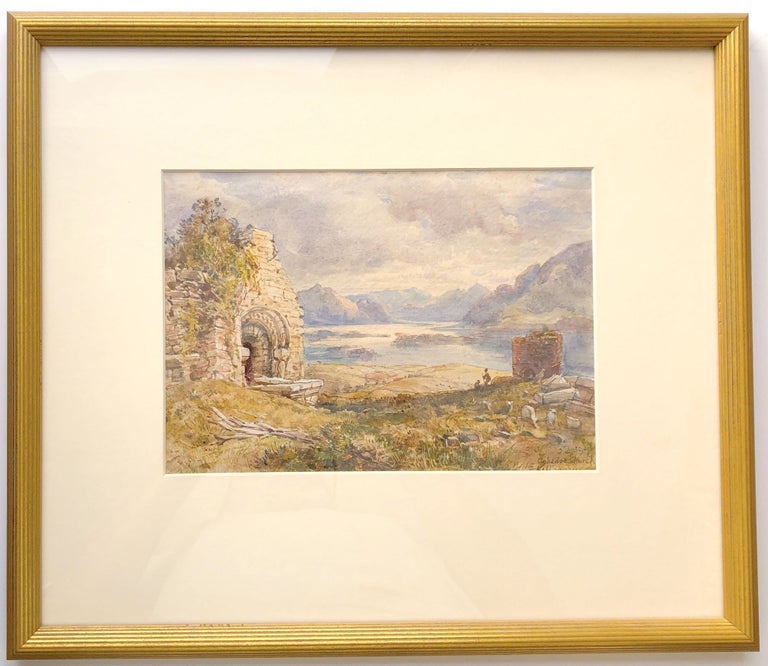 Item #ML12871 Ca. 1860s watercolor, view of Aghadoe Church, Killarney, Ireland. James Howard Burgess, Irish.