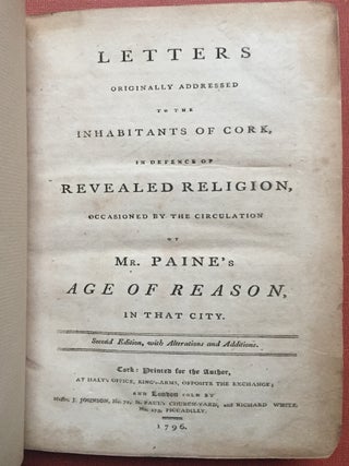 Letters Originally Addressed to the Inhabitants of Cork, in defence of revealed religion, Thomas Dix Hincks, Jeremiah.