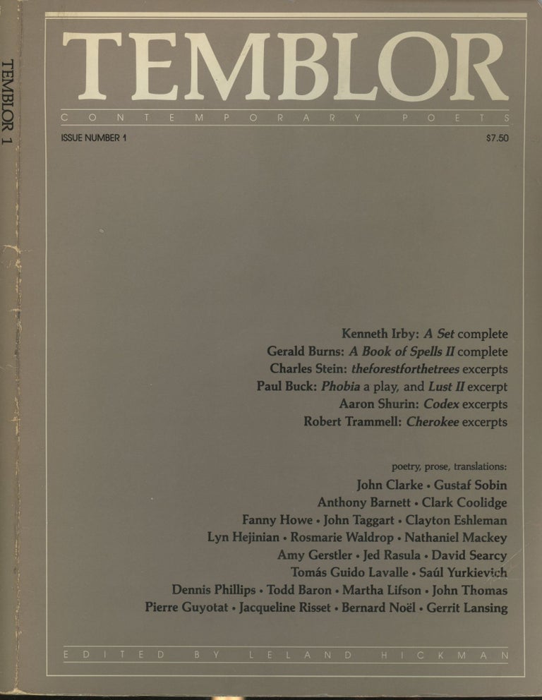 Item #s00030656 Temblor: Contemporary Poets. Leland Hickman, Paul Buck Fanny Howe, Charles Stein, Contributors.