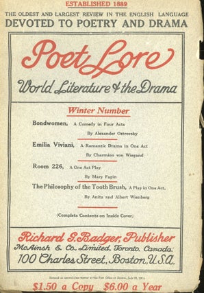 Item #s00032826 Poet Lore: A Magazine of Letters: Autumn Number Volume XL. Ruth Hill, Charlotte...