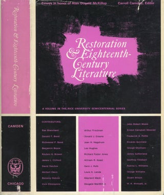 Item #s00032968 Restoration and Eighteenth-Century Literature: Essays in Honor of Alan Dugald...