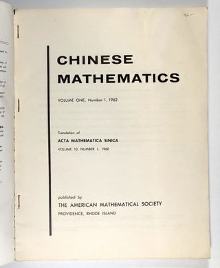 Chinese Mathematics, Volume One, Number 1, 1962 (Translation of Acta Mathematica Sinica, Volume 10, Number 1, 1960)