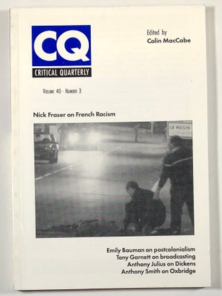 Item #C000010578 Critical Quarterly, Volume 40, Number 3, Autumn 1998. Colin MacCabe, Leslie...