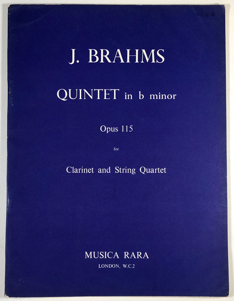 Item #C000013724 Quintet in b minor - Opus 115 for Clarinet and String Quartet (Parts). J. Brahms.