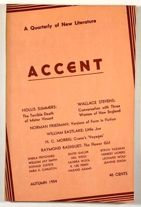 Item #C000014912 Accent, Autumn 1954, vol. 14, no. 4. Hollis Summers Wallace Stevens, Donald...