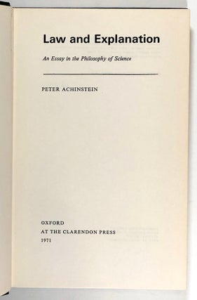 Law and Explanation - An Essay in the Philosophy of Science