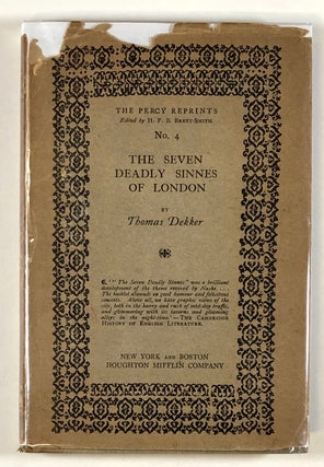 Item #C000017456 The Seven Deadly Sinnes of London. Thomas Dekker, H. F. B. Brett-Smith