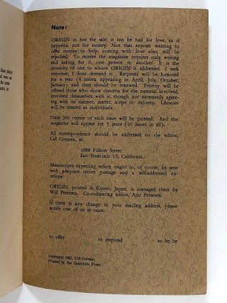 Origin Second Series: RESPONSE Featuring-the Noh of Zeami Yashima, #3, October 1961