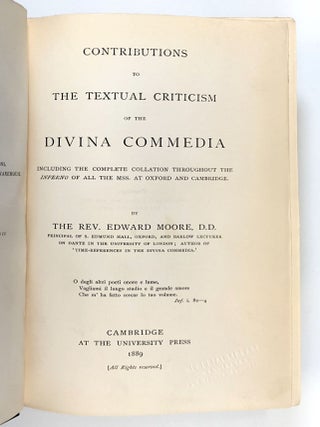 Contributions to the Textual Criticism of the Divina Commedia