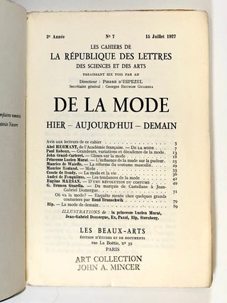 Les Cahiers de la Republique des Lettres des Sciences et des Arts: De la Mode Hier-Aujourd'Hui-Demain (2e Annee, No. 7, 15 Juillet 1927)