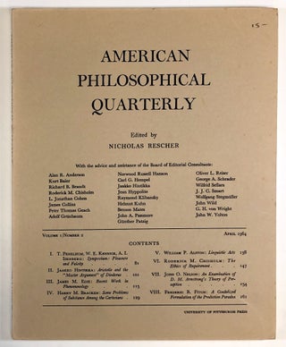 Item #C000022555 American Philosophical Quarterly - Volume I, Number 2, April 1964. Nicholas Rescher