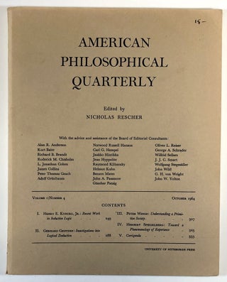 Item #C000022560 American Philosophical Quarterly - Volume I Number 4, October 1964. Nicholas...