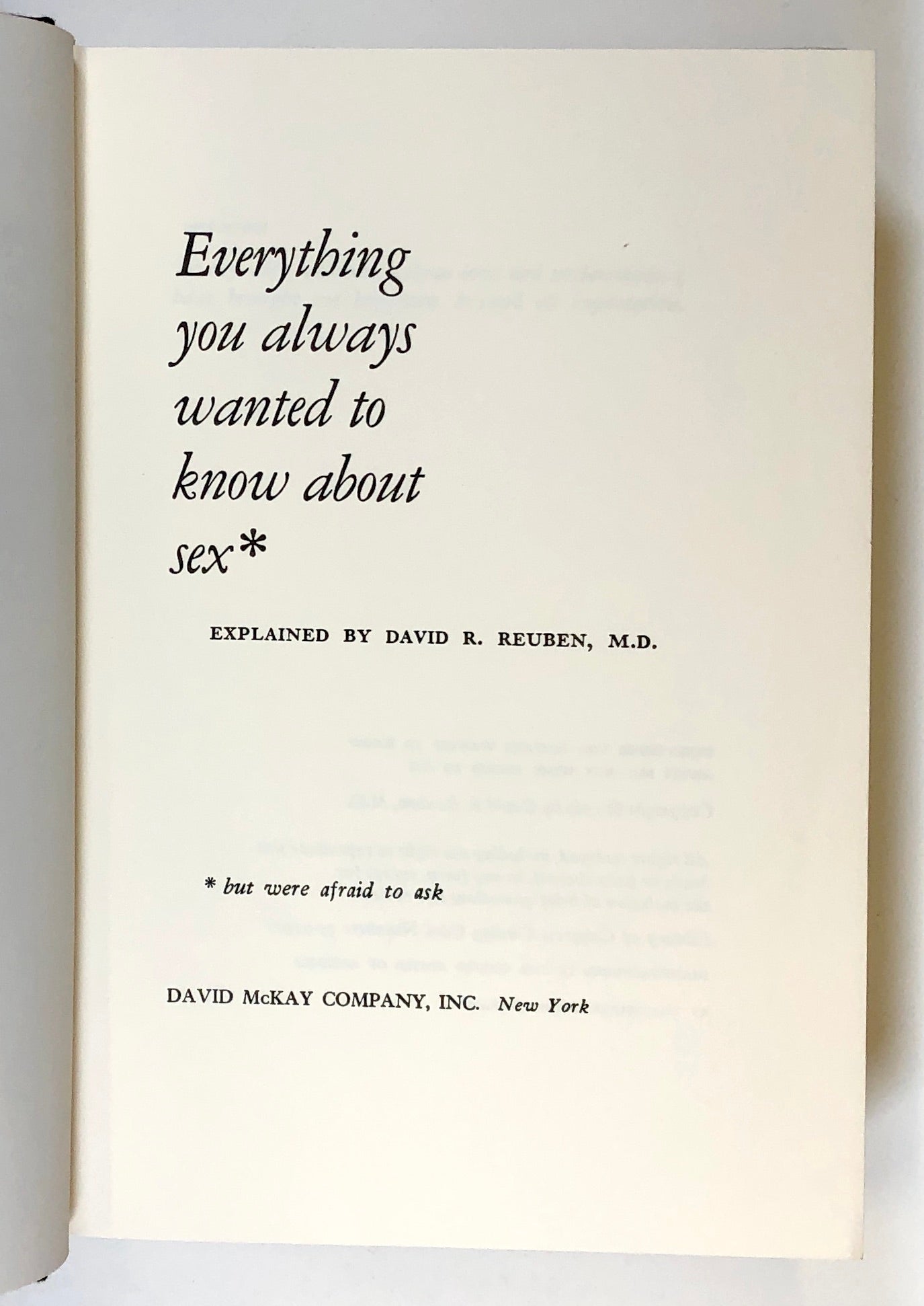 Everything You Always Wanted to Know About Sex ... but were afraid to ask |  David R. Reuben | First edition