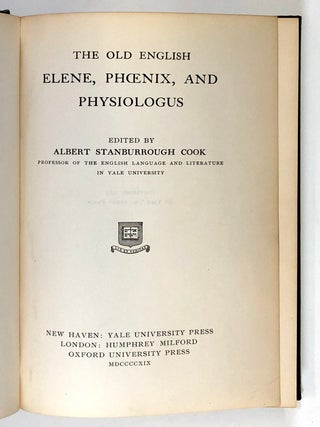 The Old English Elene, Phoenix, and Physiologus