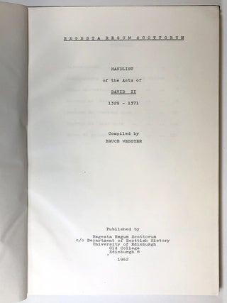 Handlist of the Acts of David II, 1329-1371