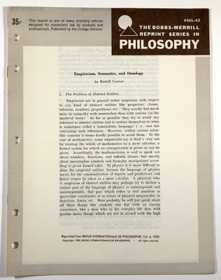 Item #C00005747 Empiricism, Semantics, and Ontology. Rudolf Carnap