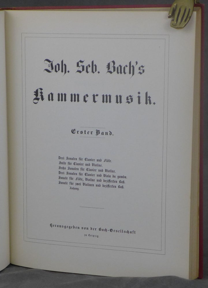 Item #d0012233 Johann Sebastian Bach's Werke, Volume 9: Kammermusik, Erster Band [Johann Sebastian Bach's Work]. Johann Sebastian Bach, ed Bach-Gesellschaft.