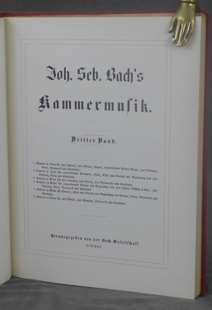 Item #d0012240 Johann Sebastian Bach's Werke, Volume 19: Kammermusik, Dritter Band [Johann Sebastian Bach's Work]. Johann Sebastian Bach, ed. Bach-Gesellschaft, foreword, Wilhelm Rust.