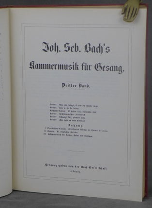 Item #d0012249 Johann Sebastian Bach's Werke, Volume 29: Kammermusik fur Gesang, Dritter Band ...