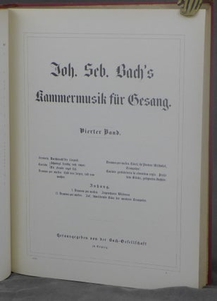 Item #d0012253 Johann Sebastian Bach's Werke, Volume 34: Kammermusik fur Gesang, Vierter Band ...