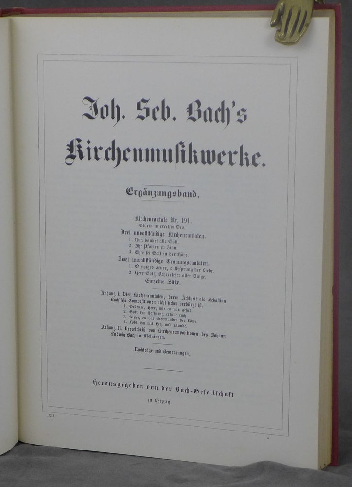 Item #d0012258 Johann Sebastian Bach's Werke, Volume 41: Kirchenmusikwerke, Erganzungsband [Johann Sebastian Bach's Work]. Johann Sebastian Bach, ed. Bach-Gesellschaft, foreword, Alfred Dorffel.