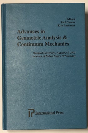 Item #d007857 Advances in Geometric Analysis and Continuum Mechanics: Proceedings of a Conference...